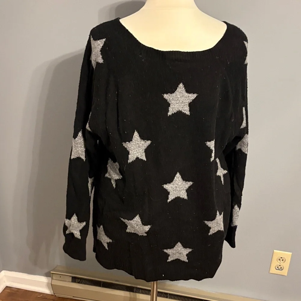 torrid Black Sweater with Silver Star Print - Picture 6 of 6